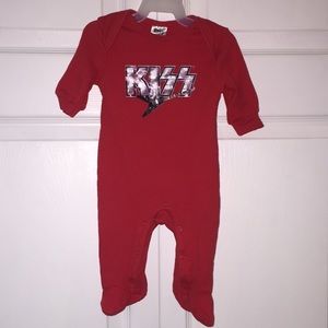 Kiss Infant Baby Footie Sleeper Electric Guitar Motif Red Size 0-3 Months
